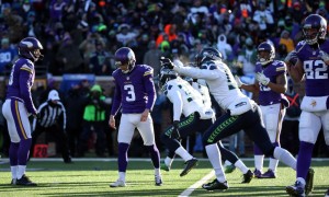 Blair Walsh and the Vikings found a new way to lose in the playoffs while the two-time defending NFC champion Seahawks moved on to the divisional round.